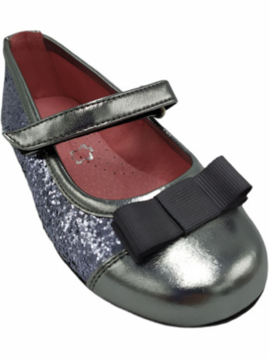 Παιδικές Μπαλαρίνες mit elastischem Gurt Leder Silber
