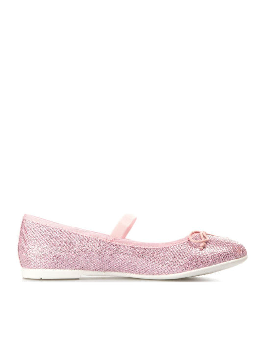 Παιδικές Μπαλαρίνες mit Bügel- und Schleifenverschluss Leder Rosa