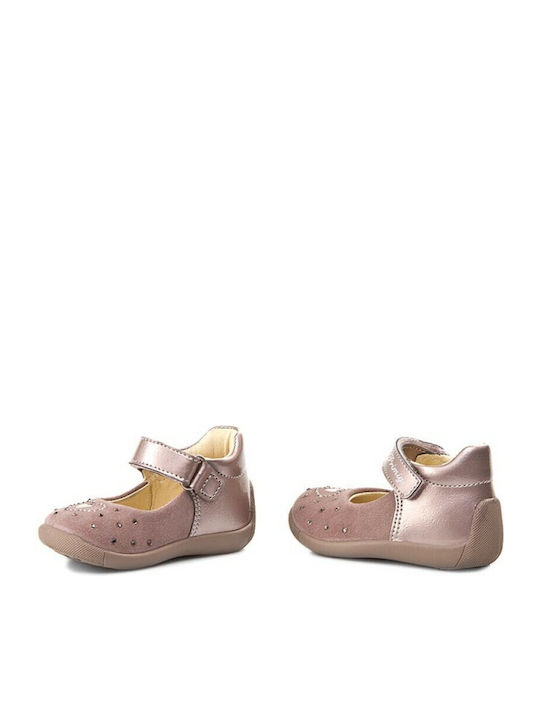 Primigi Kids Leather Ballerinas with Hoop & Loop Closure Pink