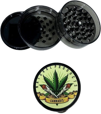 Τριφτησ-grinder Πλαστικος 55 Χ 35mm 3 Θεσεων Διαφορα Σχεδια Μαυρος