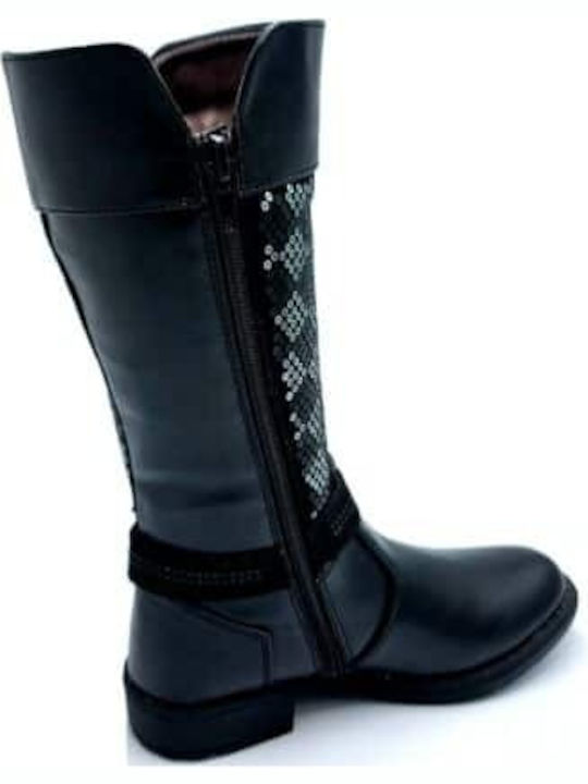 Lederne Kinderstiefel Schwarze