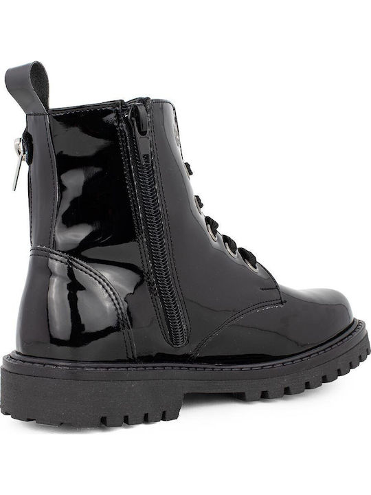 Kids Boots from Patent Leather with Zipper Black