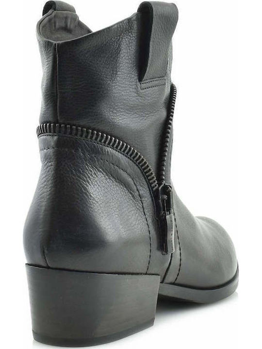 Leder Stiefeletten Damen Schwarz