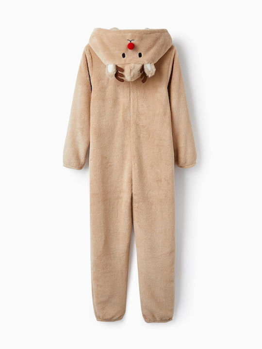 Zippy Kids Onesie Pyjamas Winter Fleece Beige