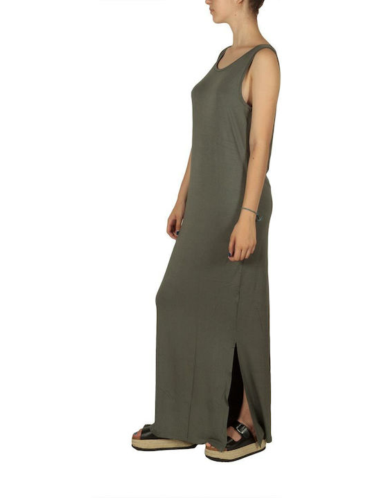 Minimum Maxi Φόρεμα με Σκίσιμο Χακί