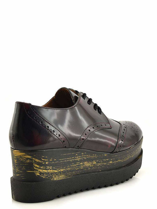 Women's Leather Oxford Shoes Burgundy