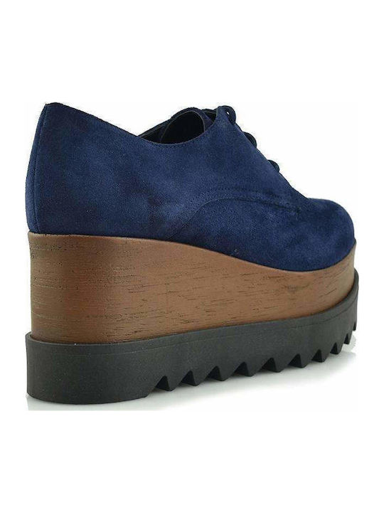 Suede Γυναικεία Oxfords σε Μπλε Χρώμα