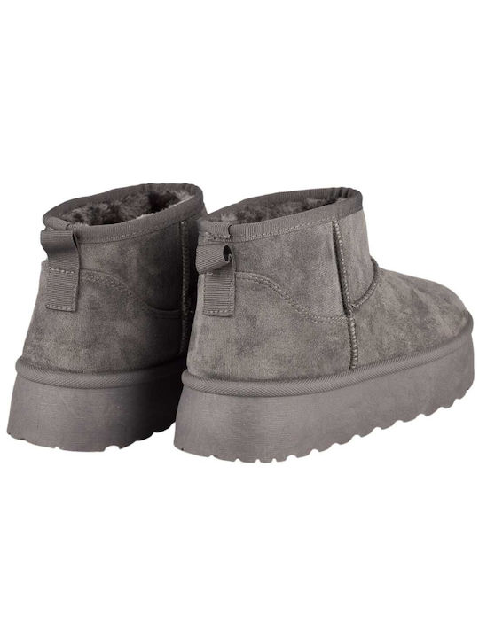 Wildleder Damen Knöchelstiefel mit Pelz Gray