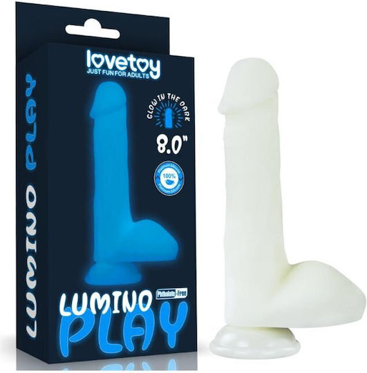 Lovetoy Lumino Play Ρεαλιστικό Dildo με Όρχεις και Βεντούζα Μπλε 20cm