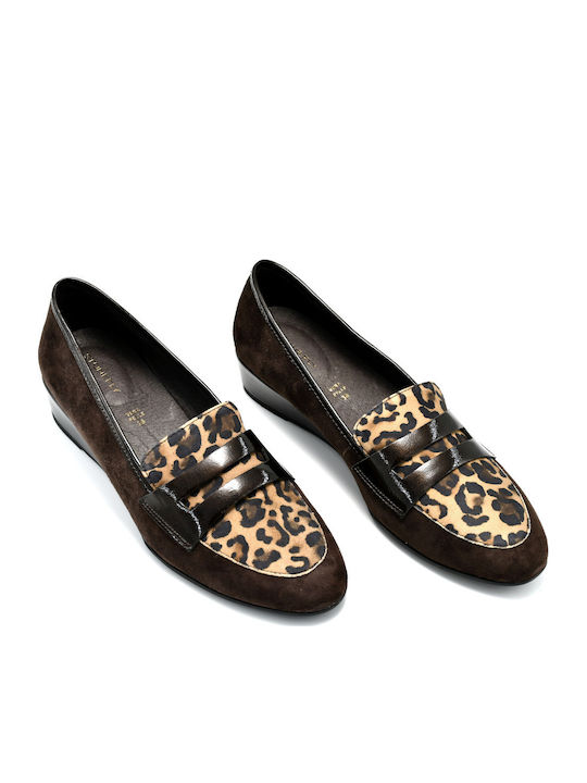 Leather Women's Loafers in Brown Color