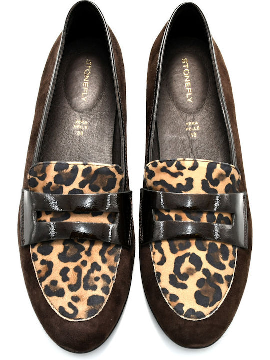 Leather Women's Loafers in Brown Color