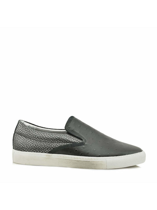 P448 Leder Herren Slip-Ons Schwarz