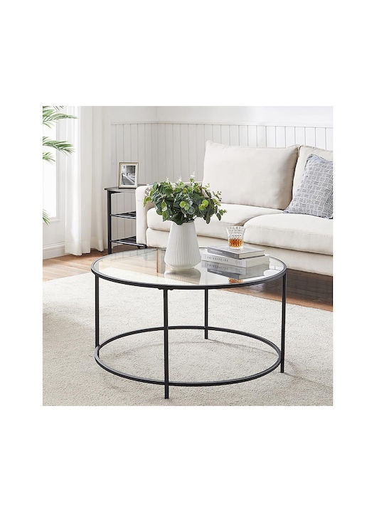 Round Glass Coffee Table Black L84xW84xH45cm