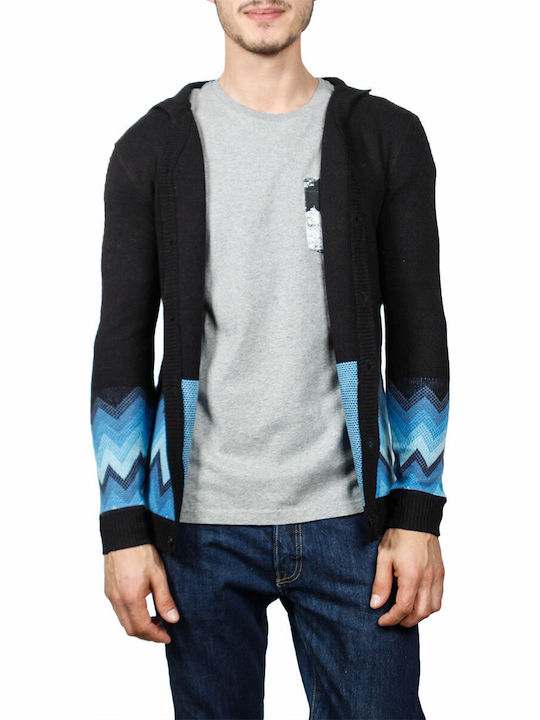 Insight Men's Knitted Hooded Cardigan Black