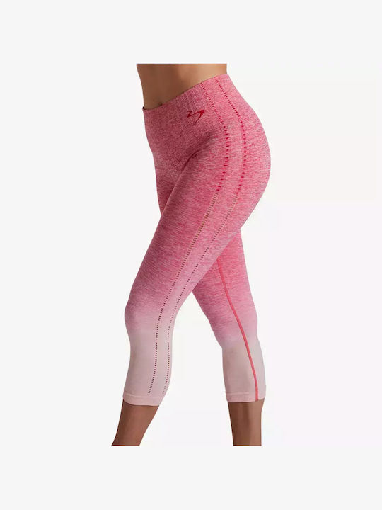 Frauen Capri Leggings Hochgeschnitten Fuchsie
