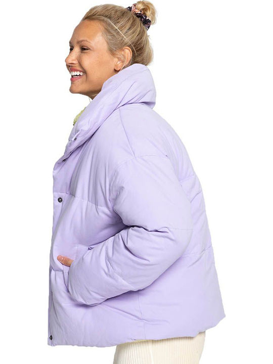 Best Women's Short Puffer Jacket for Winter Purple