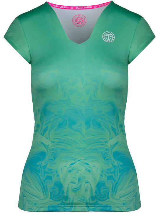 Bidi Badu Women's Athletic T-shirt with V Neckline Green