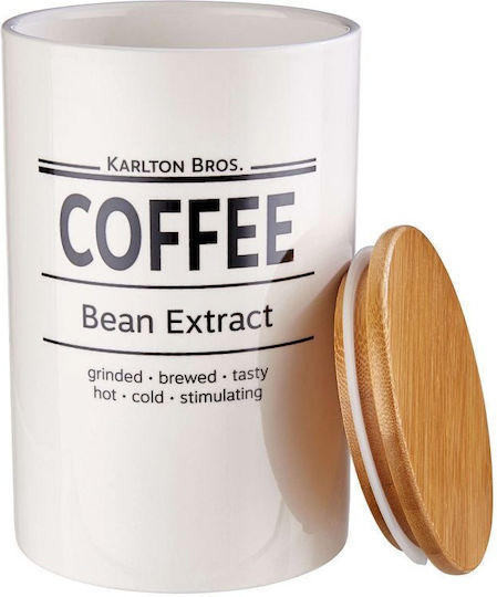 Butlers Karlton Bros Coffee Jar with Lid Wooden White-Brown 1100ml