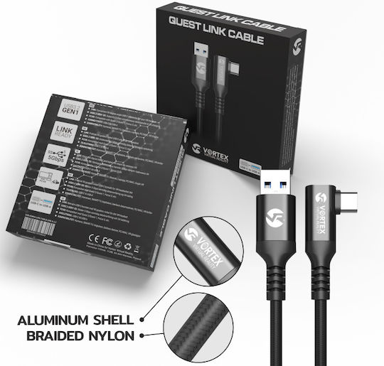 Meta Quest USB 3.2 Кабел USB-C мъжки - USB-A Черен 5m VVR.K5M2.OCULUSLINK.CABLE.USB.A.3.2
