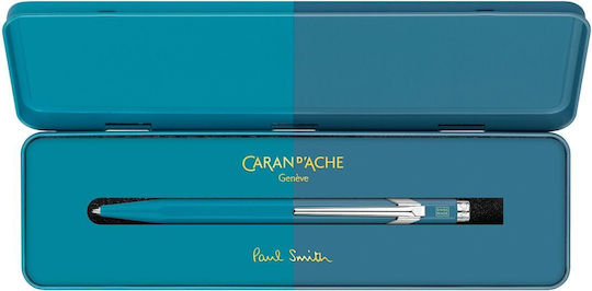 Caran D'ache Pen Set Ballpoint Medium made of Steel Light Blue in a case