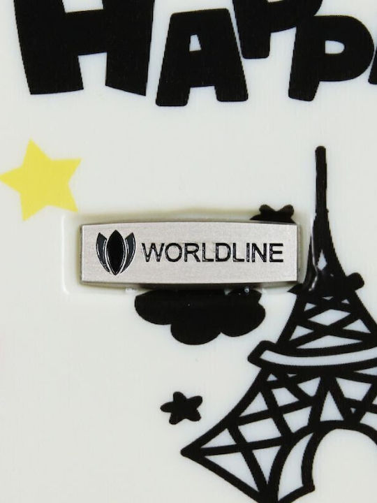 WORLDLINE Детски Куфар За Пътуване Кабинен Твърд Бял С 4 Колела Височина 54см