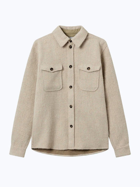 Μακρυμάνικo Overshirt Εκρου