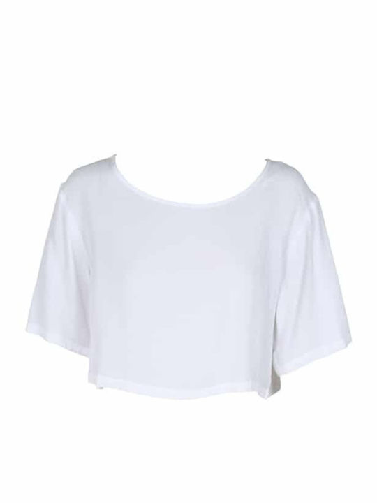 Minkpink Women's Athletic Blouse Short Sleeve White