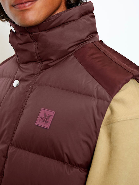 Marc O'Polo Scurt Jachetă de femei Fără mâneci Puffer pentru iarnă Burgundy