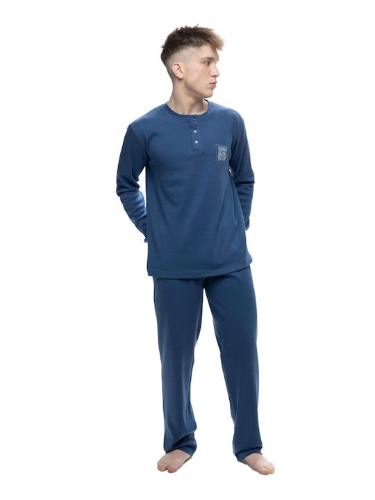 Galaxy Men's Winter Cotton Pajama Blouse Blue.