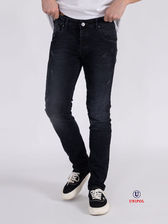 Men's Elastic Jeans Pants with Slim Fit Black