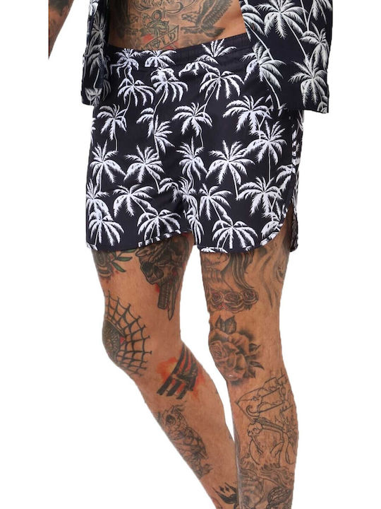 Costum de Baie Bărbați Pantaloni Scurți Albastru Marin/Alb cu Modele