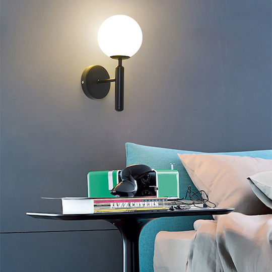 Globobox Lamp Wall with Socket E27 Black 14x20x36cm