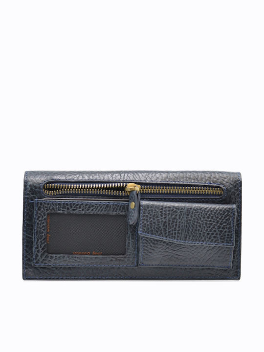 Large Leather Women's Wallet Classic Navy Blue