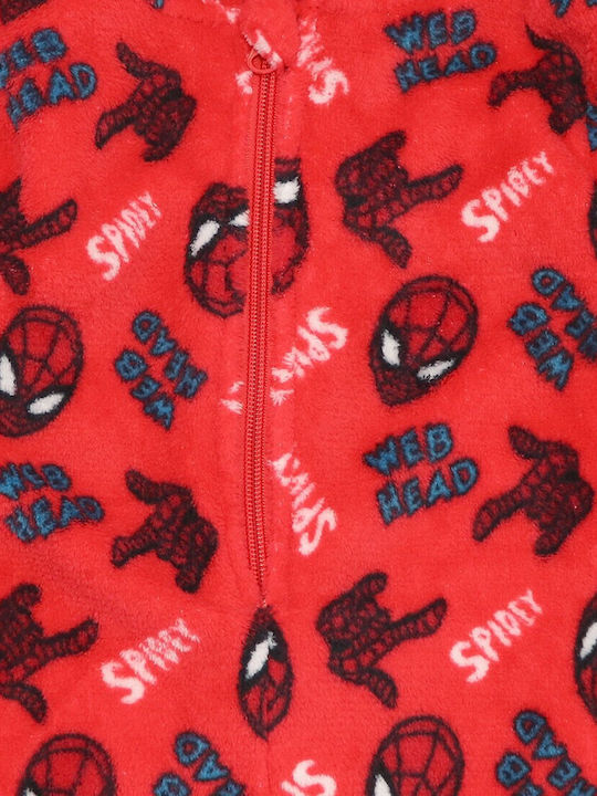 Marvel Παιδική Πιτζάμα Ολόσωμη Χειμωνιάτικη Fleece κόκκινο