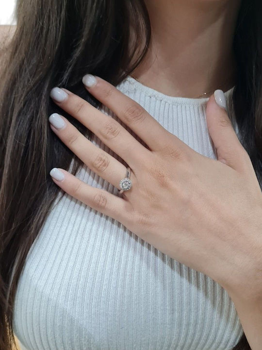 Mentzos Single Stone Ring From 18K White Gold Mentzos Single Stone Ring From 18K White Gold