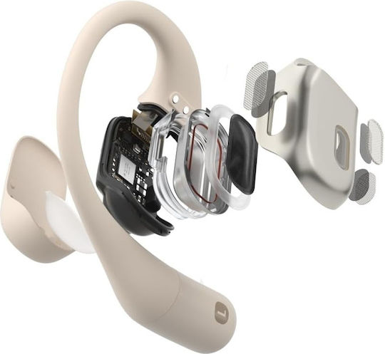 Aftershokz Openfit Open Ear Bluetooth Handsfree Căști cu Rezistență la Transpirație și Carcasă de Încărcare Alb