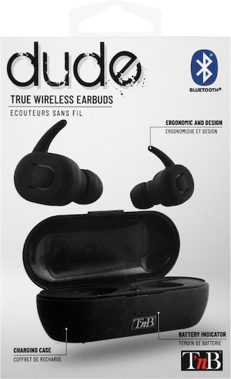 T'nB Dude In-ear Bluetooth Handsfree Earphones with Charging Case Black