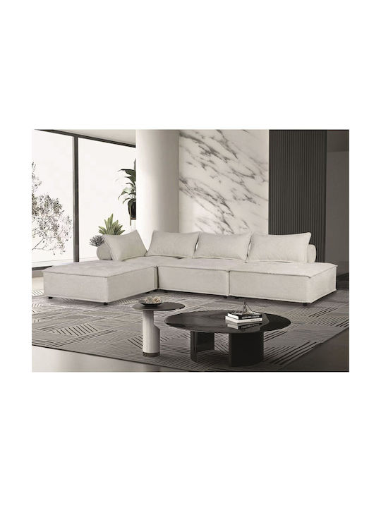 Larry Corner Fabric Sofa with Reversible Angle Ecru 301x201cm