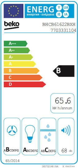 Beko Απορροφητήρας Καμινάδα 59.8cm Inox