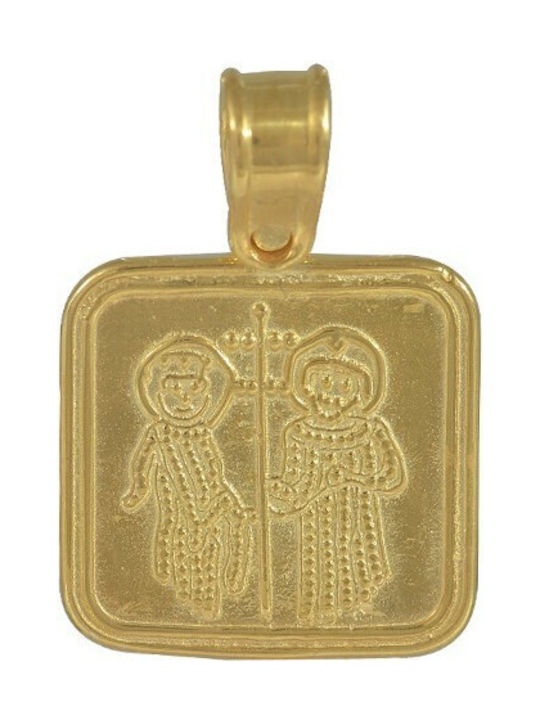 Pendant Kids Talisman Double Sided Constantine from Gold 9K Μ676Κ