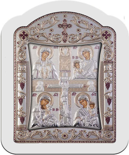 Slevori Virgin Mary Holding the Infant Metal Icon 20.6x26.4cm