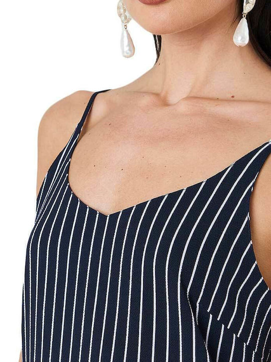 Summer Mini Dress with Tearing Blue