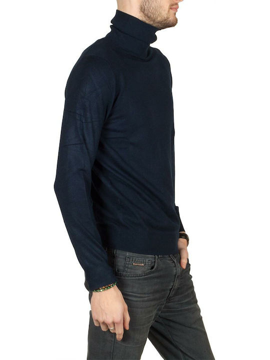 Paperinos Herren Langarm-Pullover Rollkragen Blau