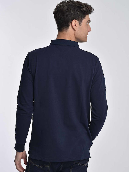 Beverly Hills Polo Club Men's Long Sleeve Blouse Polo BLUE