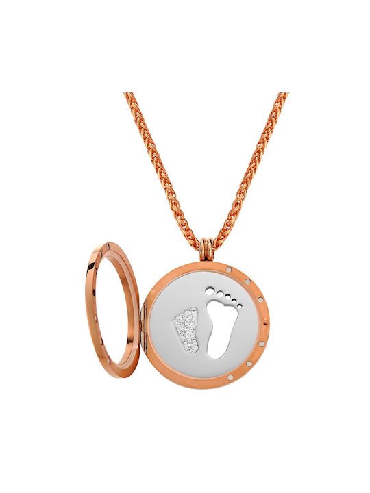 Lockits Necklace Talisman from Pink Gold Plated Steel