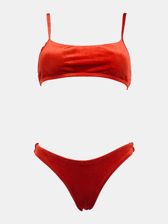 Sport Bikini Set Sports Bra with Removable Padding Orange
