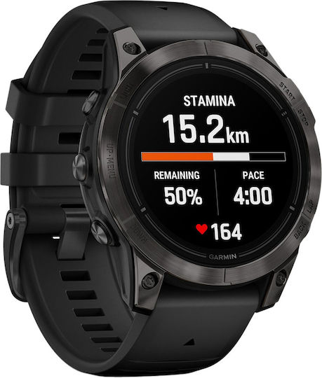 Garmin Epix Pro (Gen 2) Sapphire Edition Titanium 47mm Waterproof Smartwatch with Heart Rate Monitor (Carbon Grey DLC Titanium with Black Band)