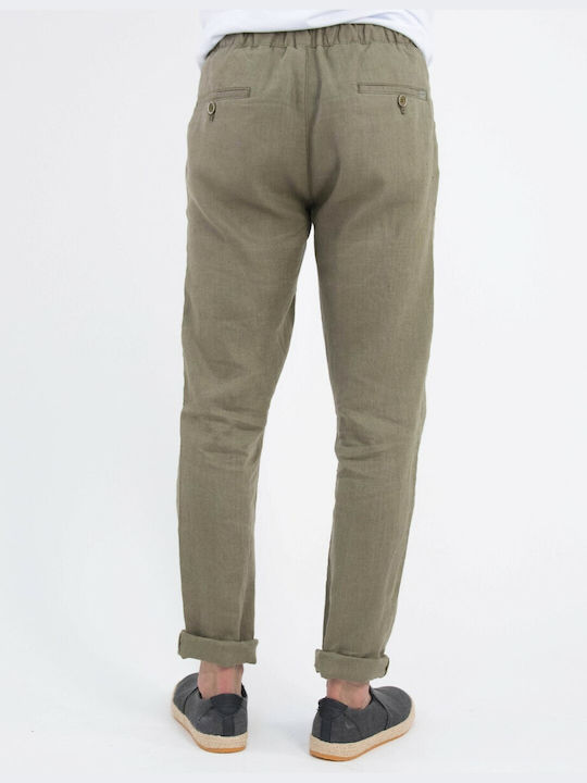 Huxley & Grace Herrenhose Chino in Slim Passform Haki