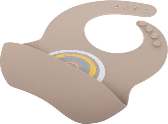 Loo Up Αδιάβροχη Σαλιάρα Σιλικόνης Rainbow Beige