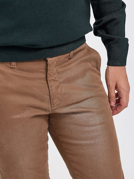 Men's Trousers Chinos Elastic Slim Fit Brown